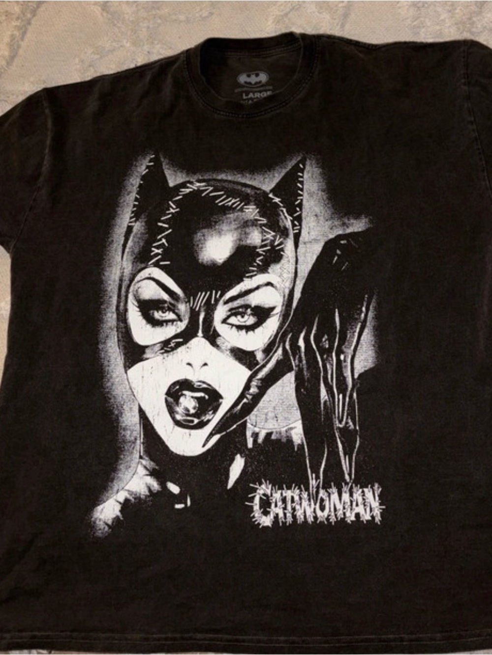 DC Comics Black Catwoman Monochrome Graphic Tee